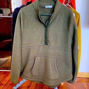 Sonoma Olive Green Women Fleece Pull Over Jacket
